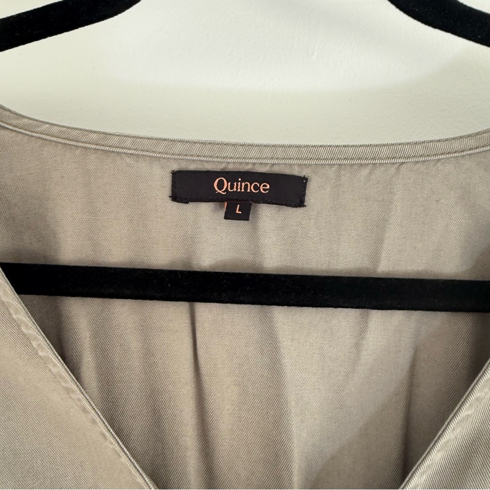 Quince Vintage Wash Tencel Button Front Midi Dress Olive Green Large Cottagecore - Picture 5 of 14